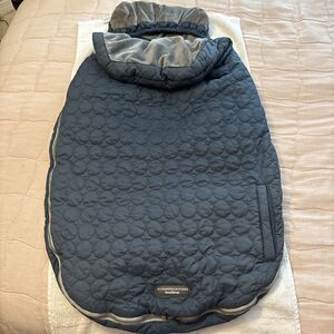 JJ Cole Bundle Me Blue Quilted Stroller Cover Zip Insulated Fleece Lined Infant